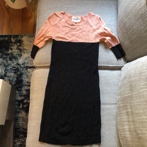 Knitz For Love and Lemons pink and black dress 3/4 sleeve